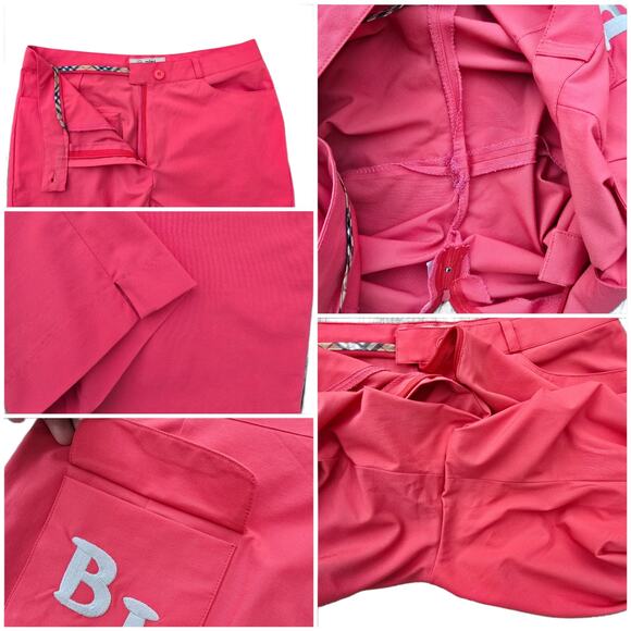 Bright Coral Pink Golf Pants Mimi Collection Stretch Crop Embroidered Size 77 - Picture 5 of 10